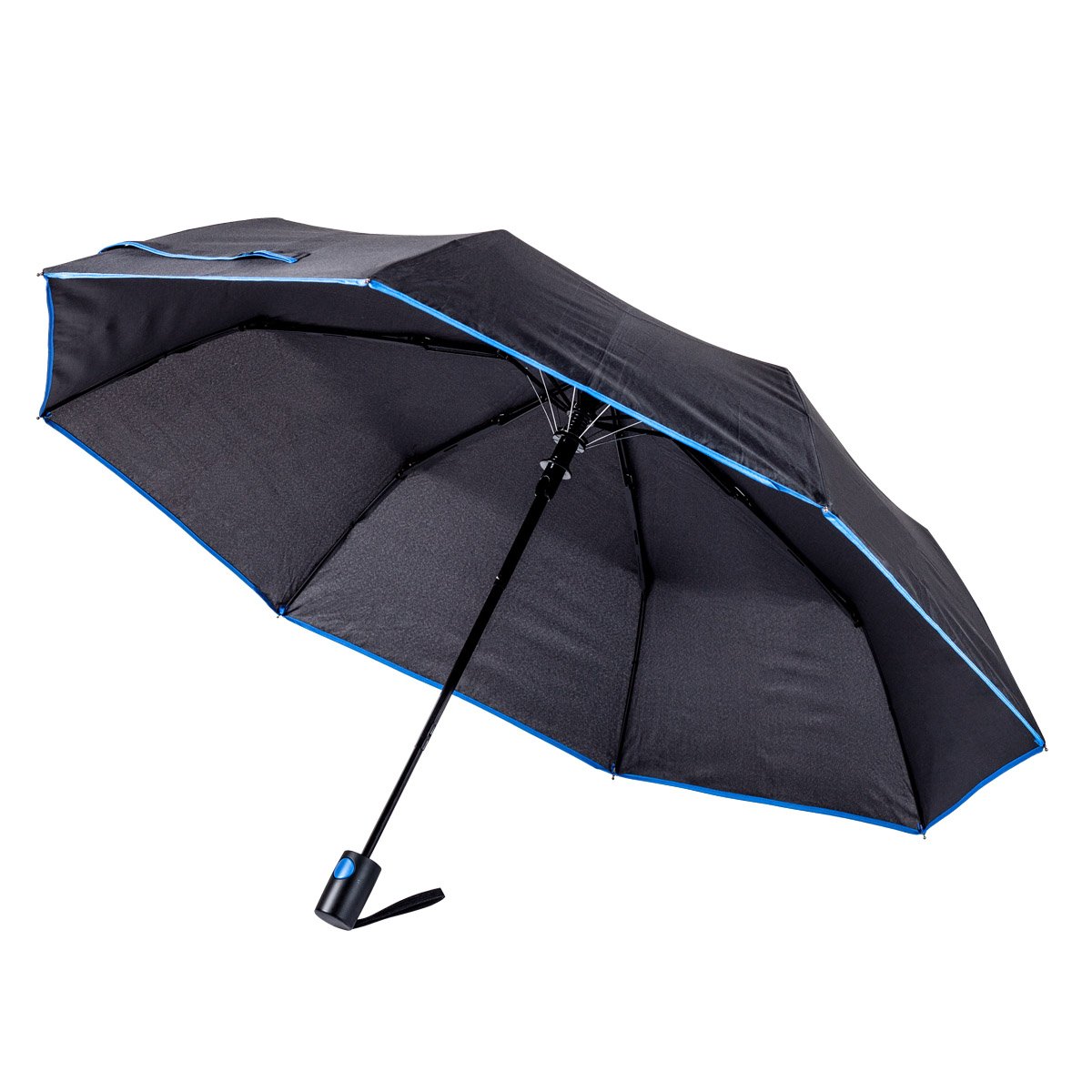 Зонт полуавтоматический Bergamo Sky, черный с синим (7040004) - фото 1