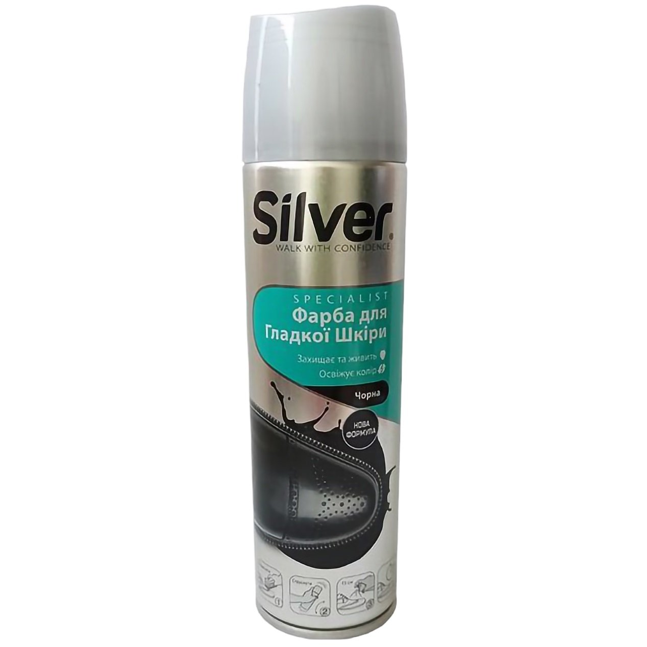 Фарба для гладкої шкіри Silver, чорна, 250 мл - фото 1