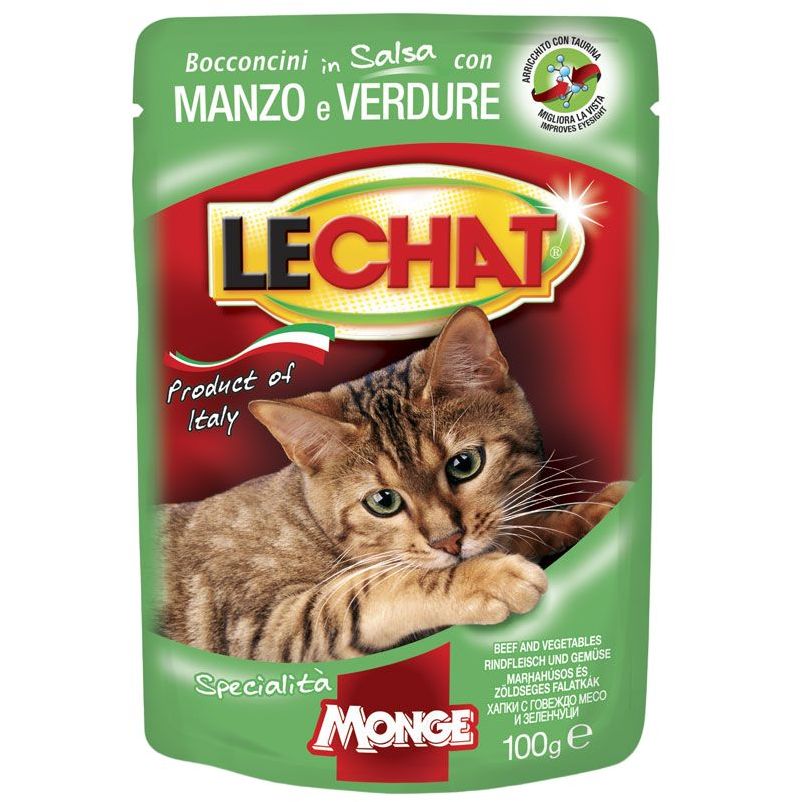 Влажный корм для кошек Monge LC Cat Wet Adult с говядиной и овощами 100 г (70001359) - фото 1