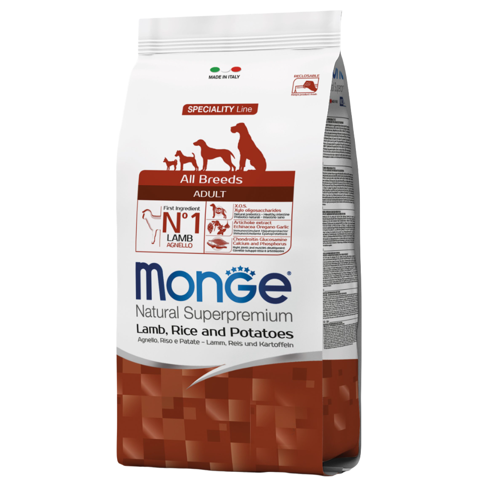 Сухий корм Monge Dog All breeds Adult, для дорослих собак усіх порід, ягня з рисом, 2,5 кг - фото 1