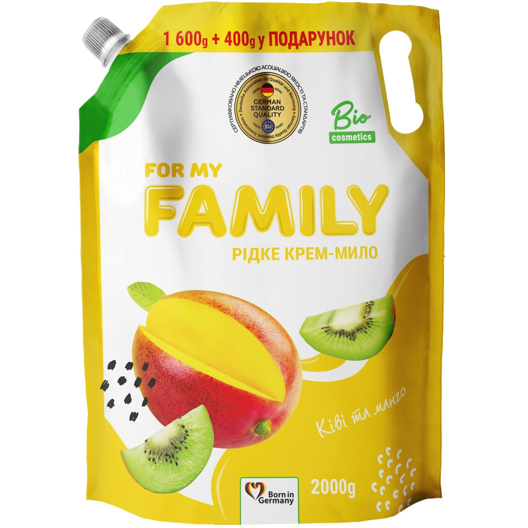 Жидкое крем-мыло For My Family, киви и манго, 2000 г - фото 1
