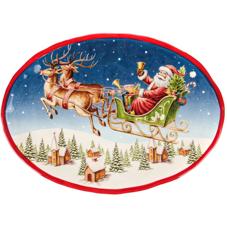 Блюдо Lefard Дед Мороз, овальное, 33х30 см, разноцветное (948-006) - фото 1