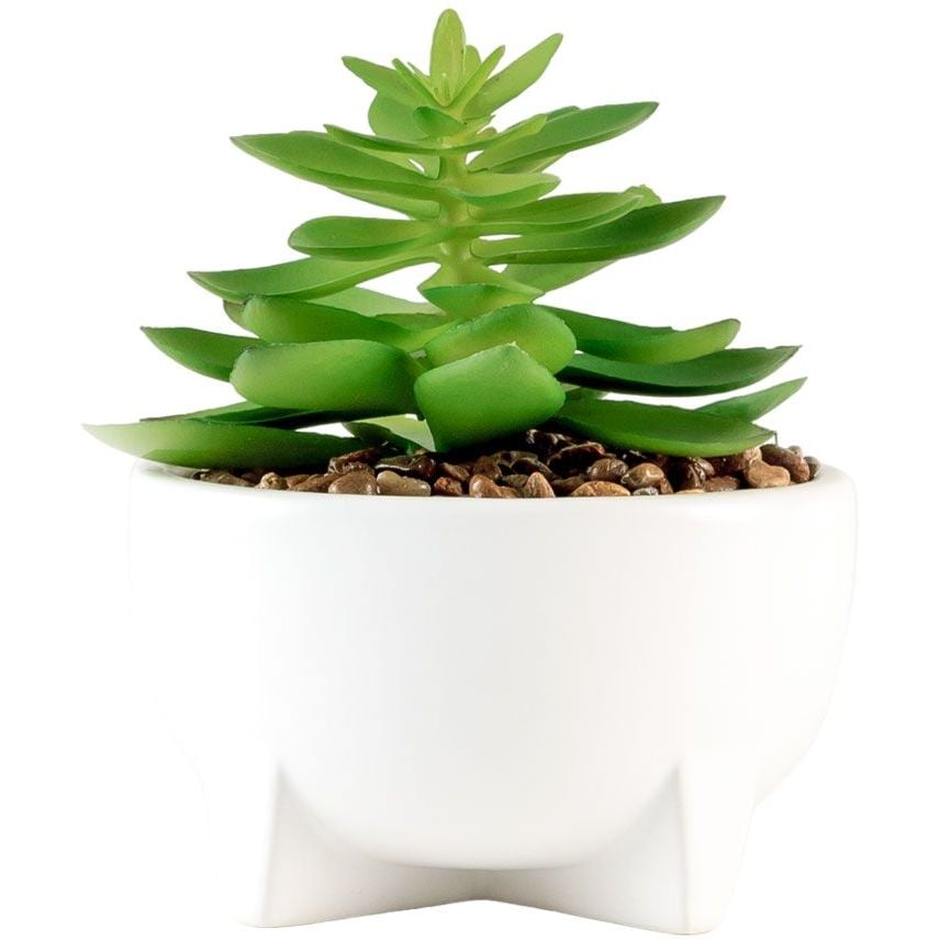 Горшок с искусственным растением МВМ My Home, 12 см, белый (DH-FLOWERS-14 S GREEN/WHITE) - фото 1