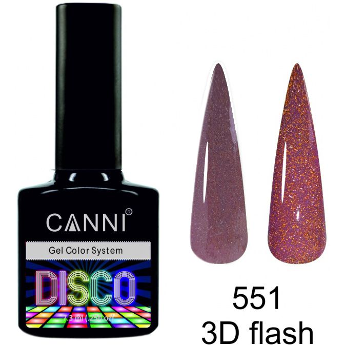 Светоотражающий гель-лак Canni Disco 3D flash №551 бежево-розовый золотой 7.3 мл - фото 2