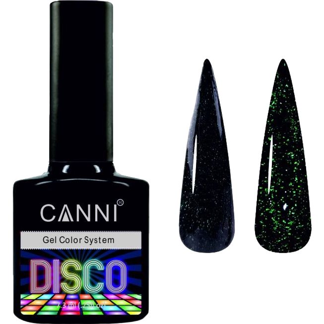 Світловідбиваючий гель-лак Canni Disco 3D flash №550 чорно-зелений 7.3 мл - фото 1