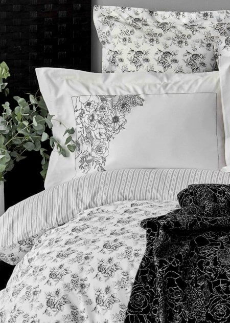 Набор постельное белье с пледом Karaca Home Brave silver 2020-1, евро, серый, 7 предметов (svt-2000022231282) - фото 3