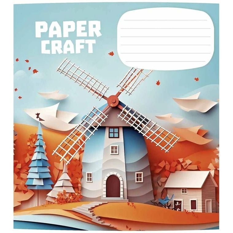 Зошит учнівський Paper craft Школярик 012-3354C-5 в косу лінію 12 аркушів - фото 1