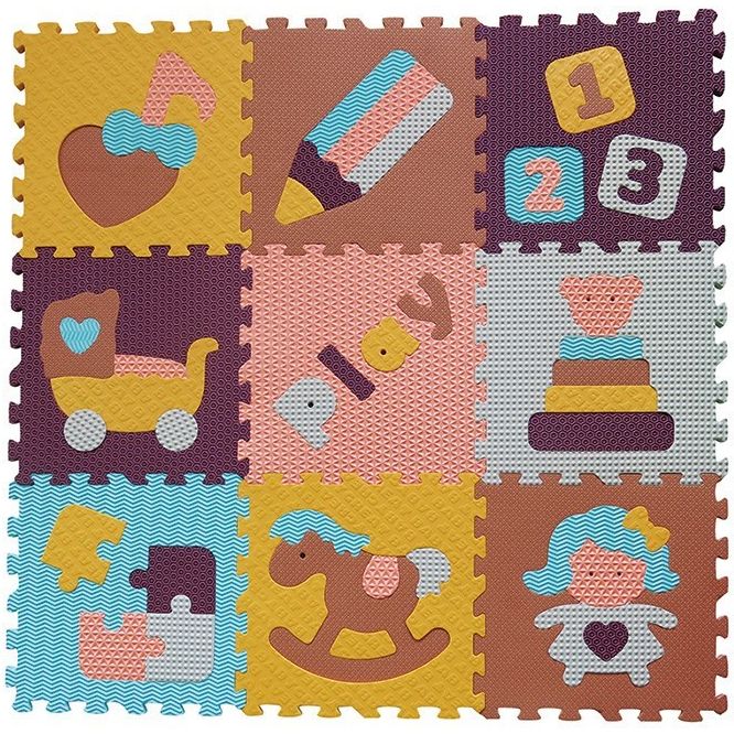 Игровой коврик-пазл Baby Great Интересные игрушки, 92х92 см (GB-M1601) - фото 1