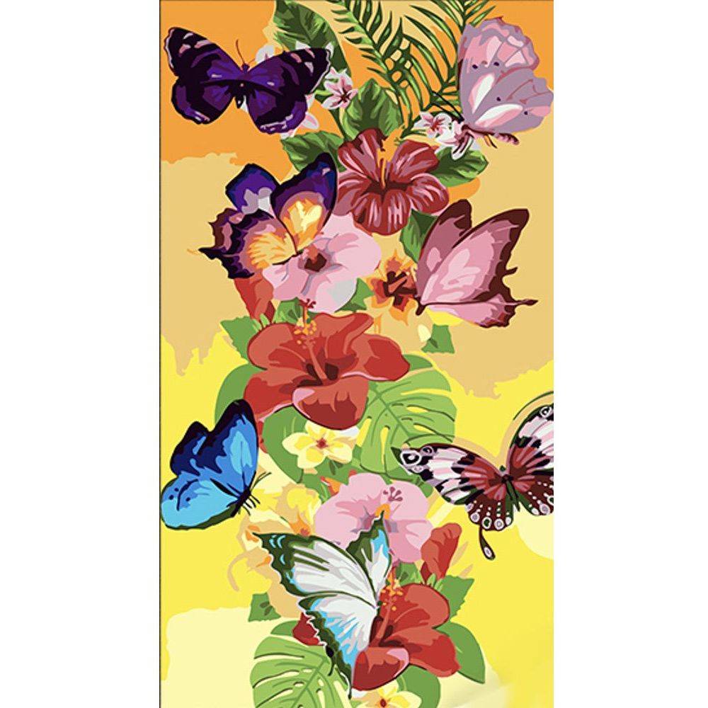 Набор для росписи по номерам Strateg Красочные цветы и бабочки 50х25 см (WW235) - фото 1