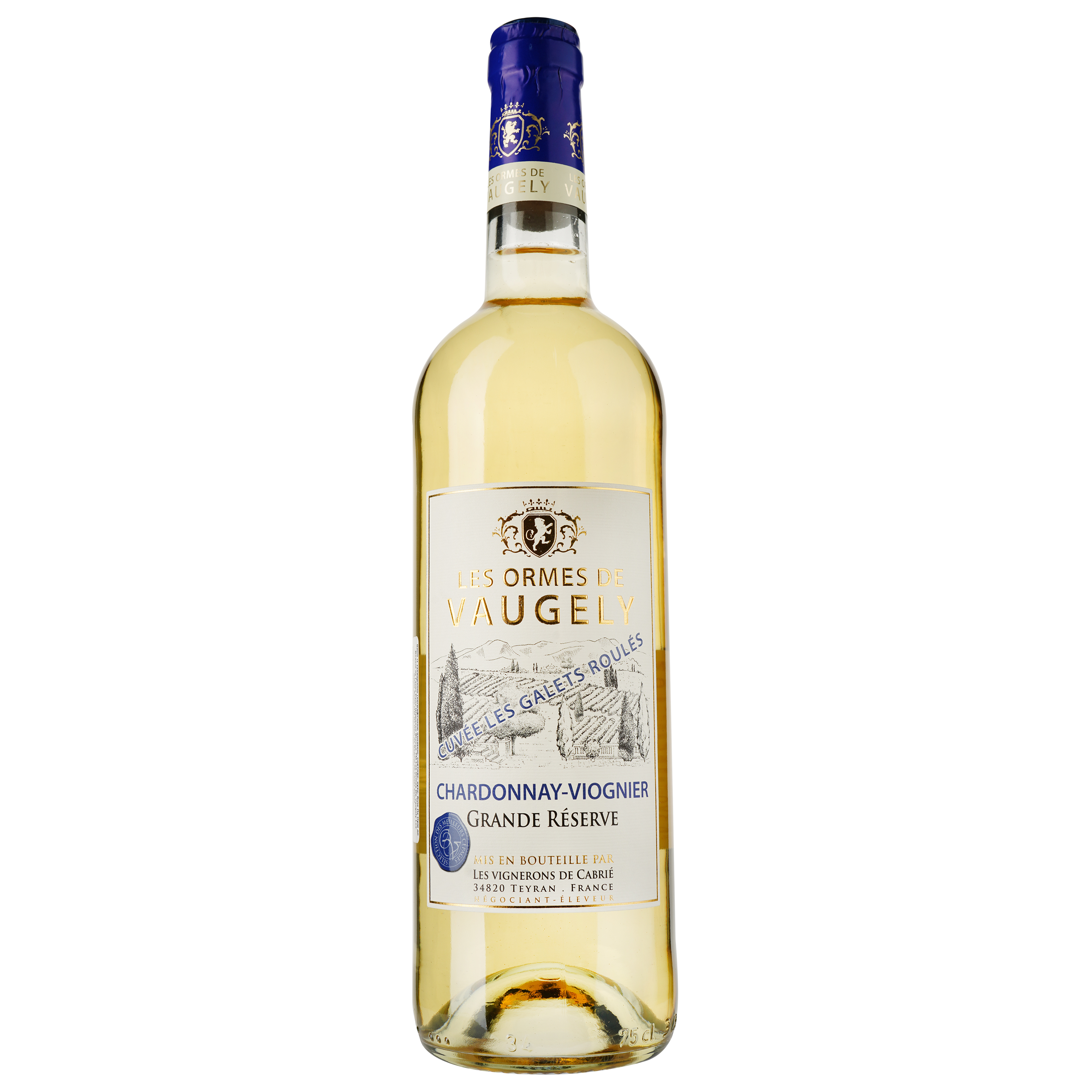 Вино Les Ormes De Vaugely Les Galets Roules Chardonnay Viogner IGP Pays D'Oc, белое, сухое, 0,75 л - фото 1