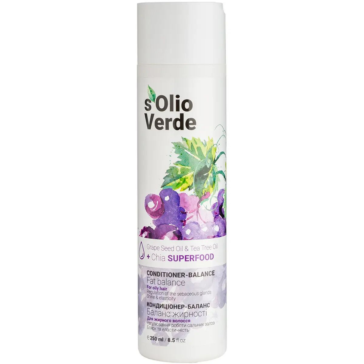 Кондиціонер-баланс S'olio Verde Grape Seed Oil для жирного волосся 250 мл - фото 1