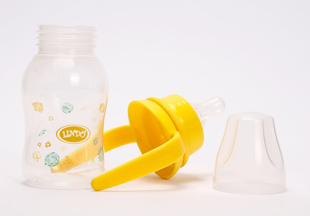 Бутылочка для кормления Lindo, изогнутая с ручками, 125 мл, желтый (Li 146 жел) - фото 3