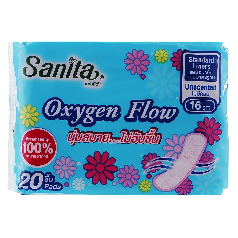 Ежедневные гигиенические прокладки Sanita Oxygen Flow 16 см 20 шт. - фото 1
