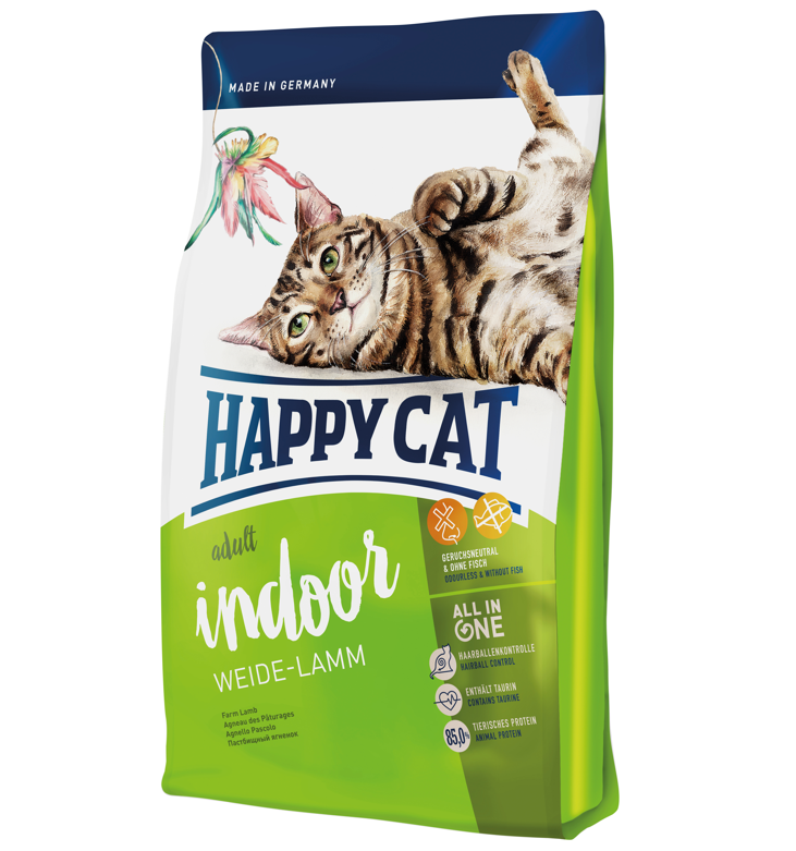 Сухой корм для взрослых кошек, обетающих в помещении Happy Cat Indoor Weide Lamm, с ягненком, 300 г (70205) - фото 1