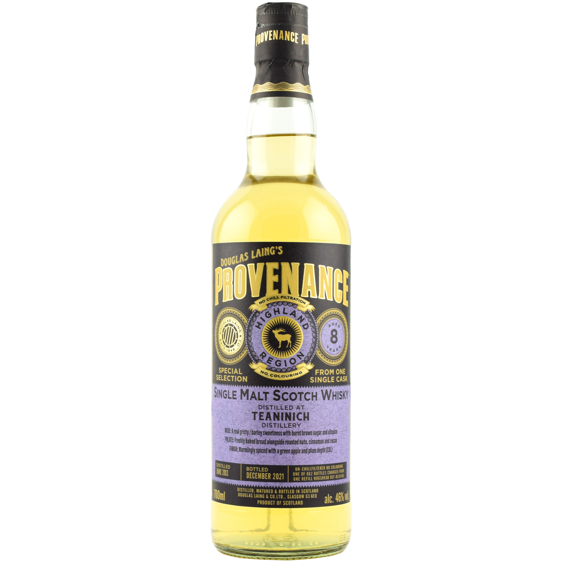 Виски Douglas Laing Provenance Teaninich 8 yo Single Malt Highland Scotch Whisky 46% 0.7 л - фото 1