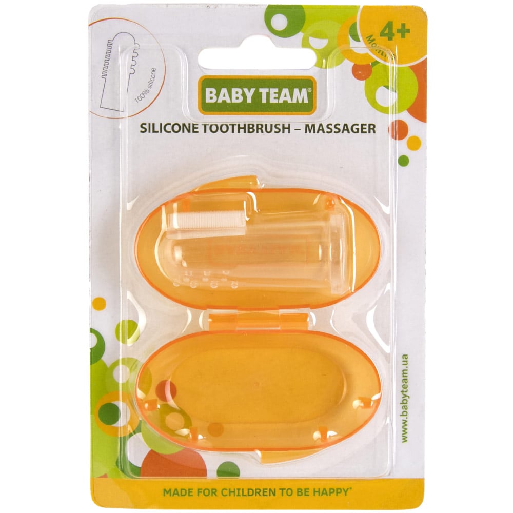 Зубная щетка-массажер Baby Team с контейнером, оранжевая (7200) - фото 2