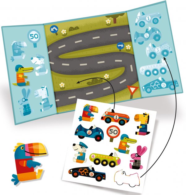 Набор для творчества Djeco Автомобили, с многоразовыми наклейками (DJ09073) - фото 2