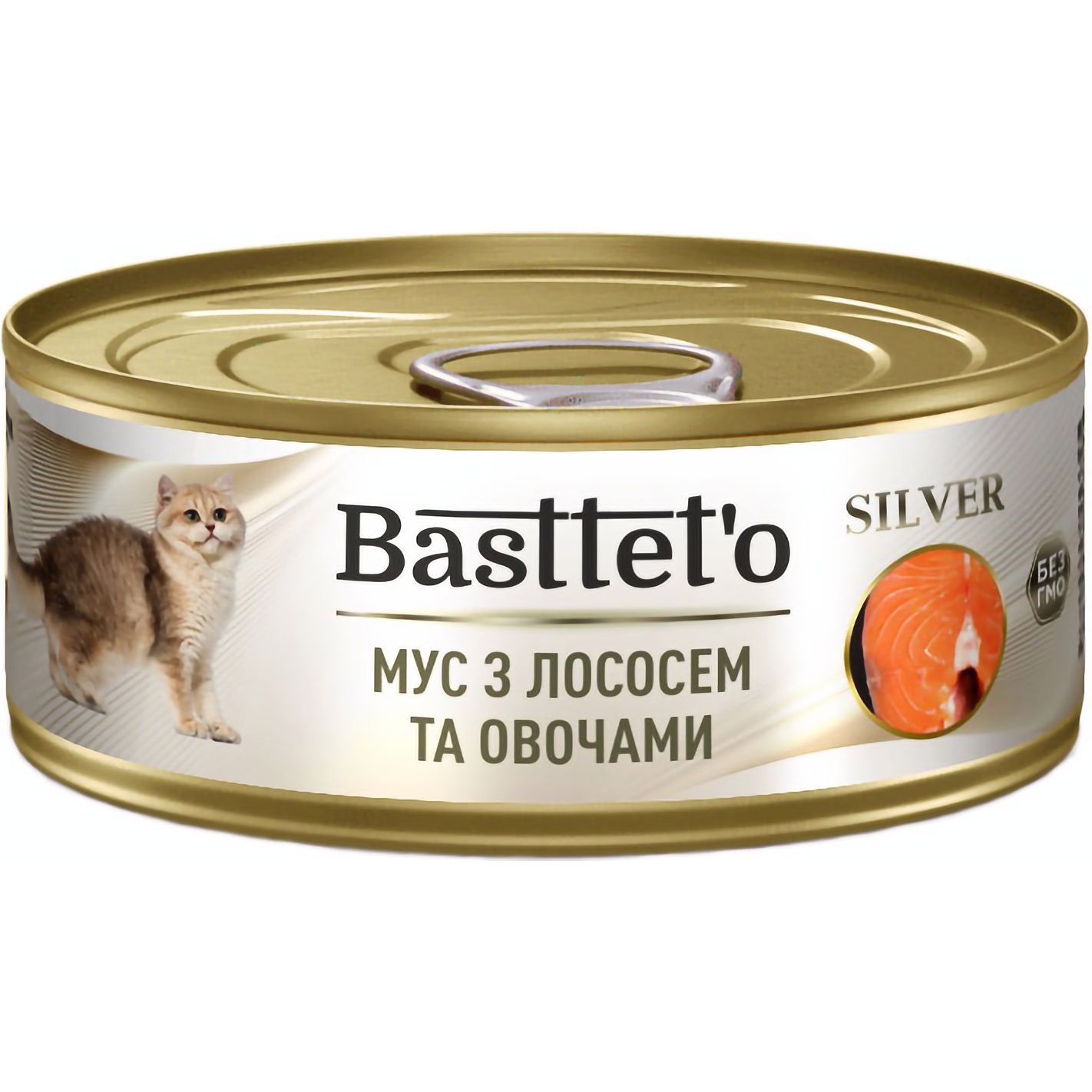 Вологий корм для котів Basttet'o Silver мус з лососем та овочами 85 г - фото 1