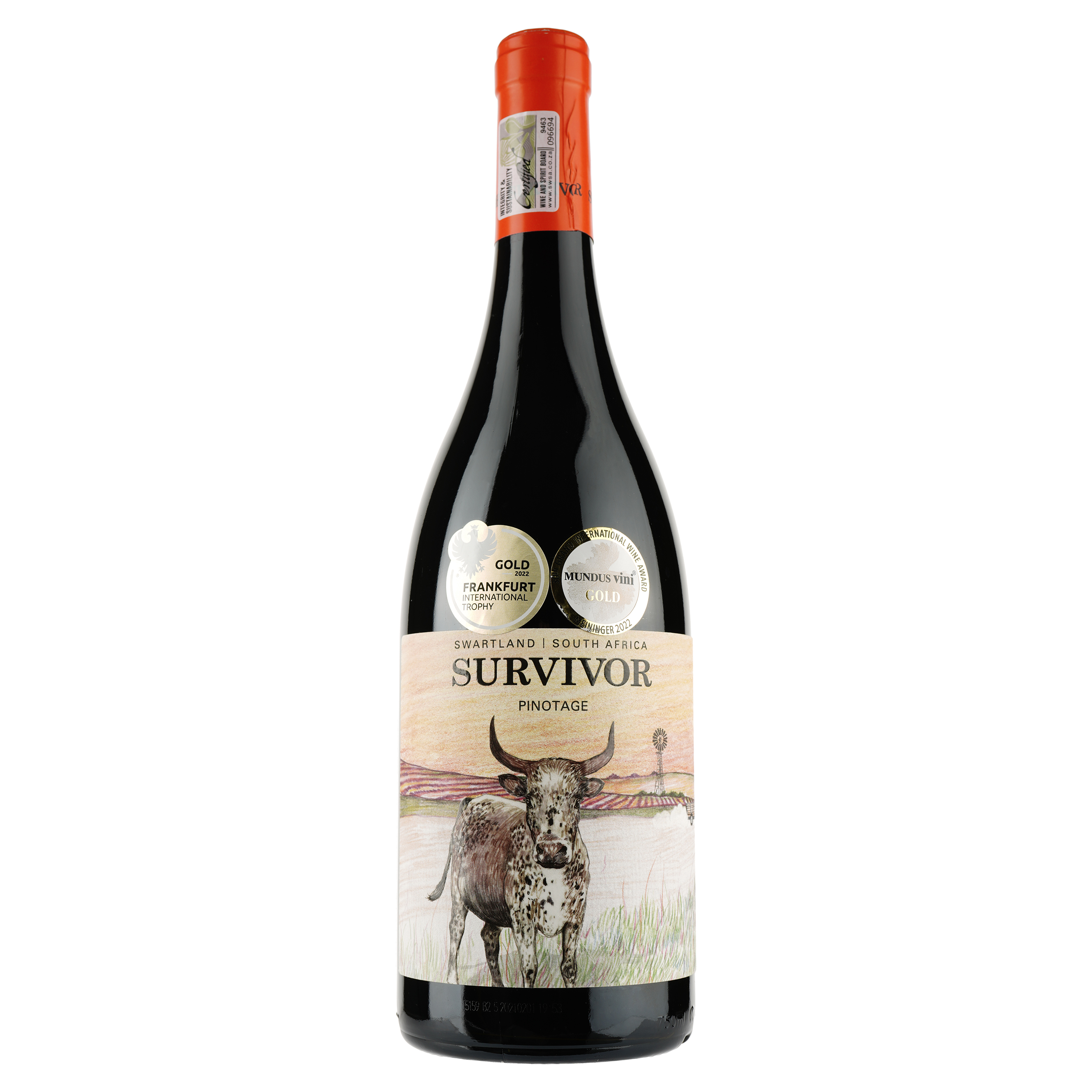 Вино Overhex Wines Survivior Pinotage, красное, сухое, 14,5%, 0,75 л (8000016958123) - фото 1