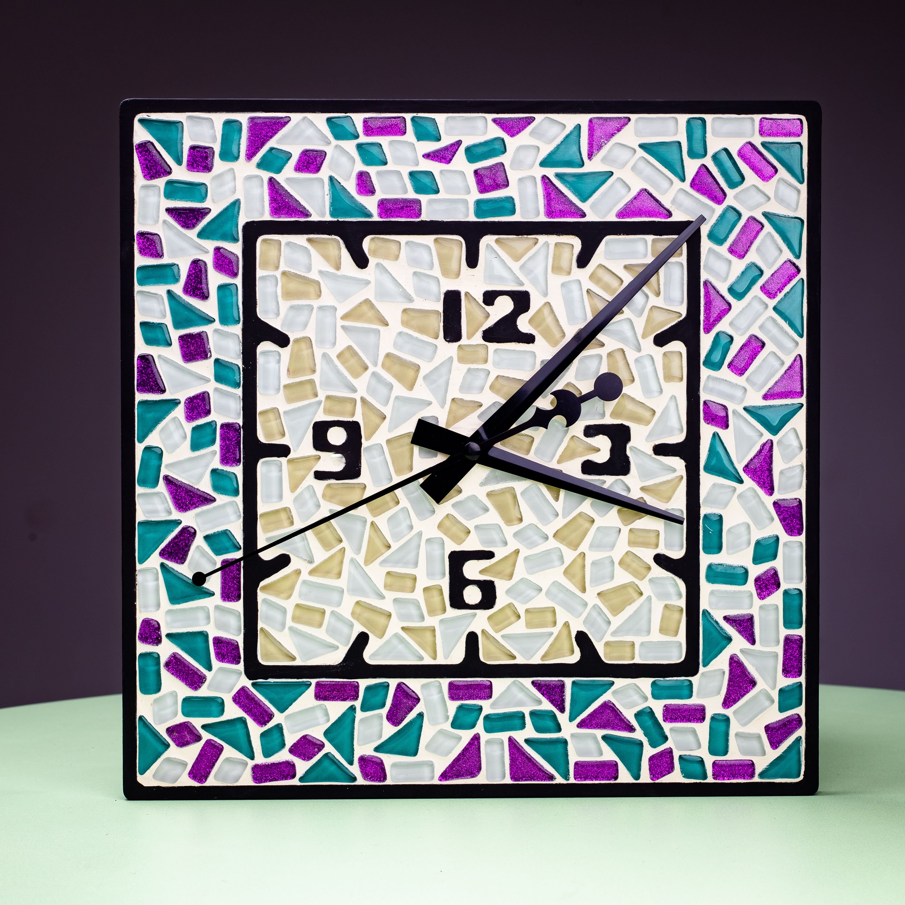Стеклянная мозаика Mosaaro Часы квадратные (MA4002) - фото 2