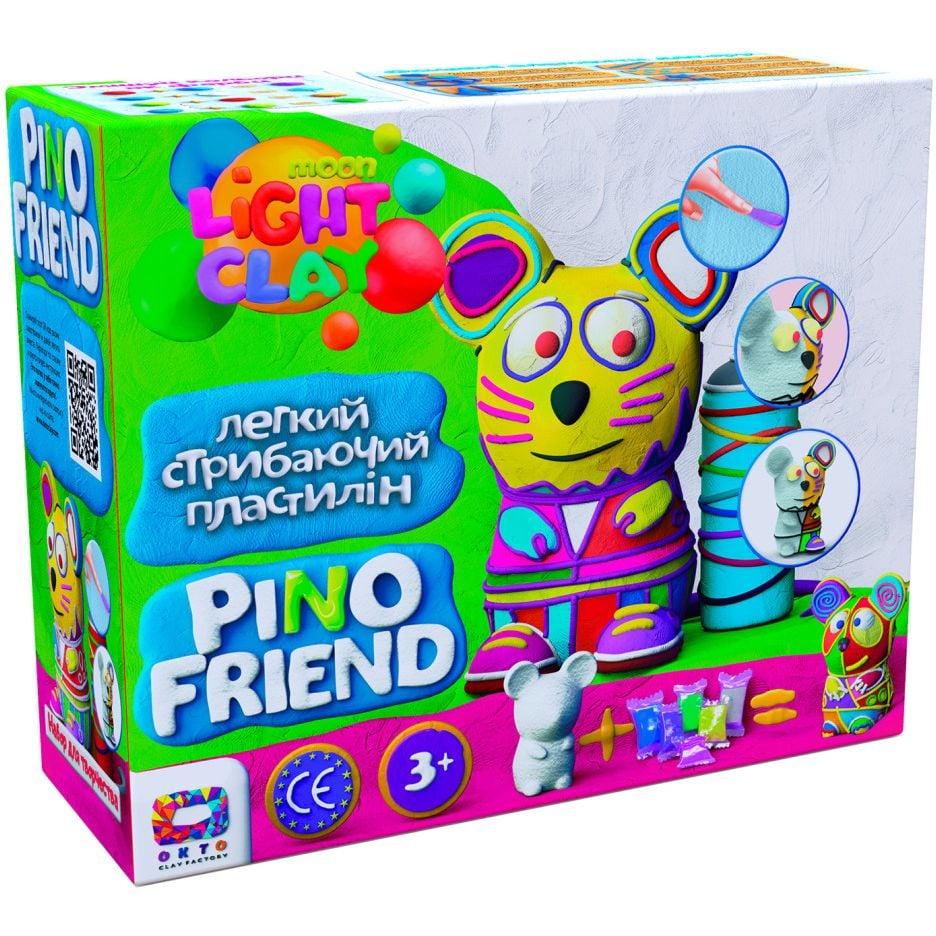 Набор легкого прыгающего пластилина Moon Light Clay Pino Friend Томми 70058 с пенопластовой фигуркой - фото 1