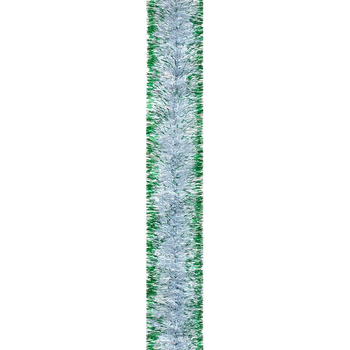 Мішура Novogod'ko 5 см 2 м срібло з зеленими кінчиками (980392) - фото 1