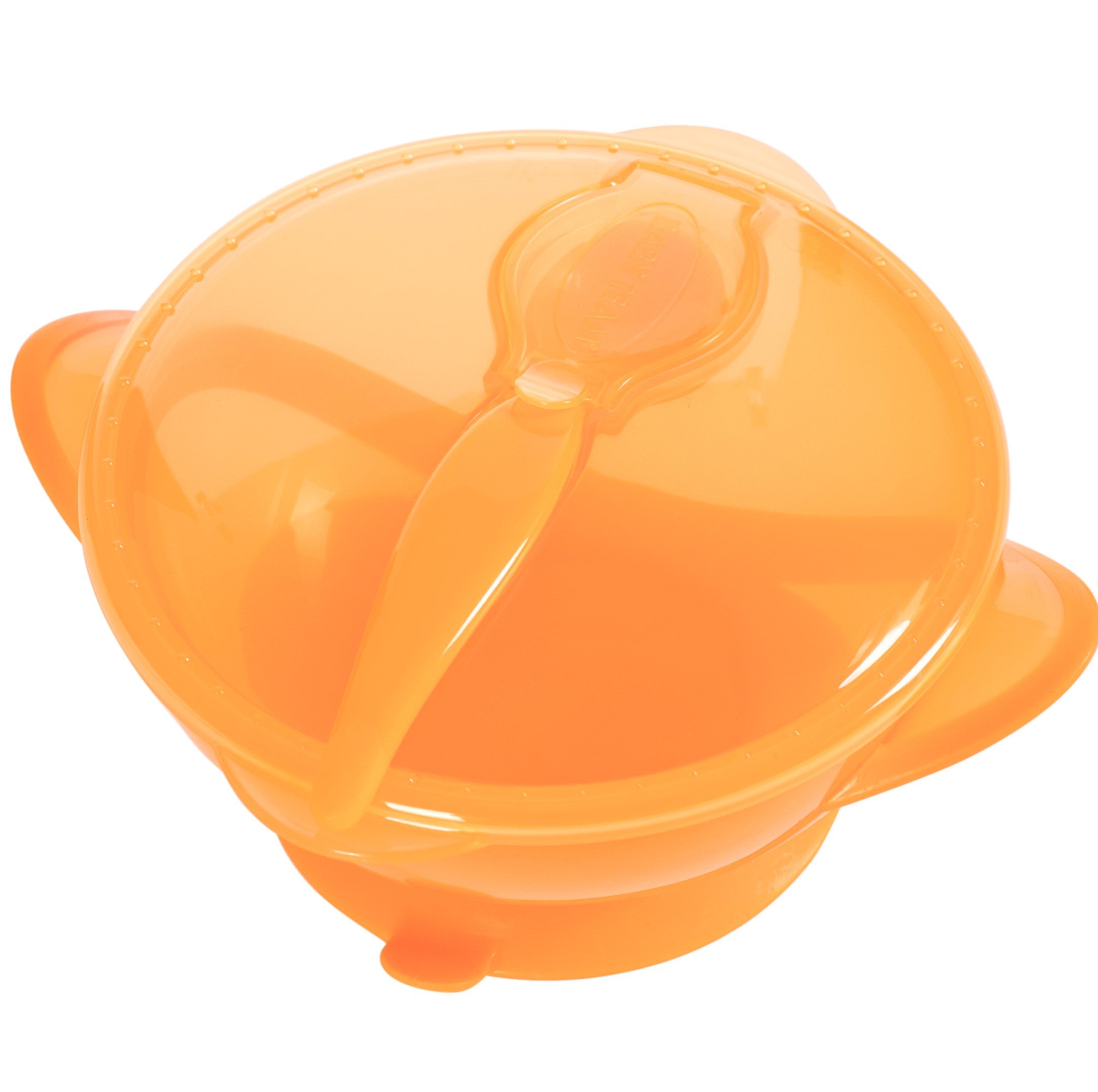 Тарелка на присоске Baby Team, с крышкой и ложкой, 290 мл, оранжевый (6002_оранжевый) - фото 1