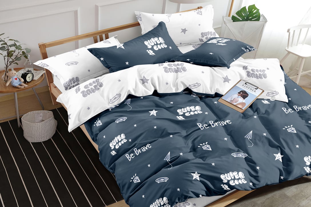 Комплект постельного белья Ecotton, твил-сатин, двуспальный, 210х175 см, синий (22752) - фото 1