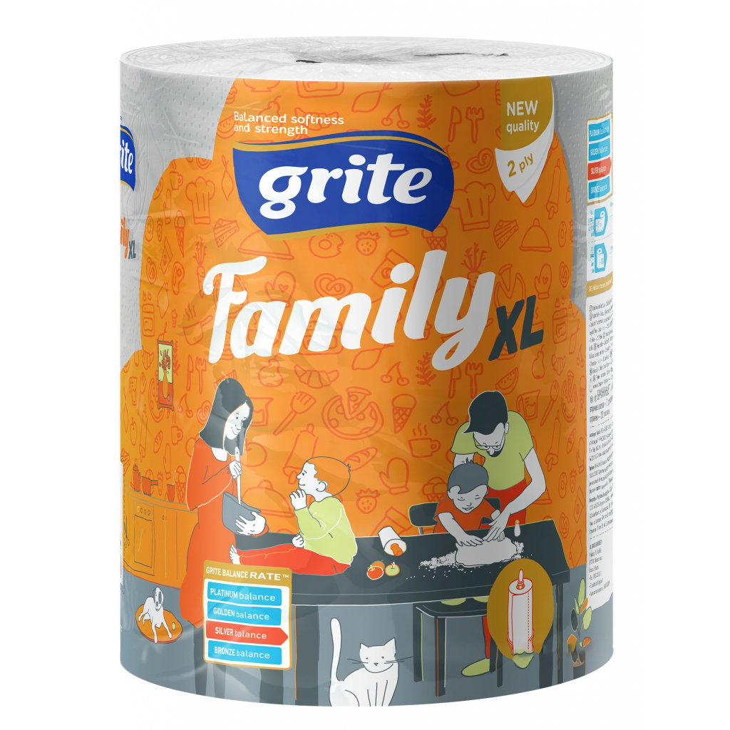 Двошарові паперові рушники Grite Family XL, 1 рулон (715411) - фото 1