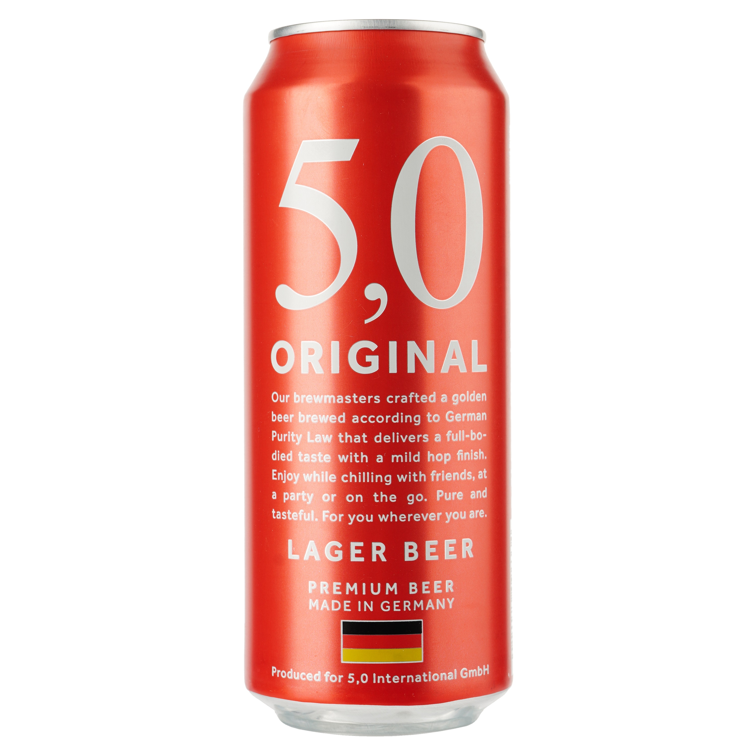 Пиво 5,0 Original Lager, светлое, фильтрованное, 5,4%, ж/б, 0,5 л - фото 1