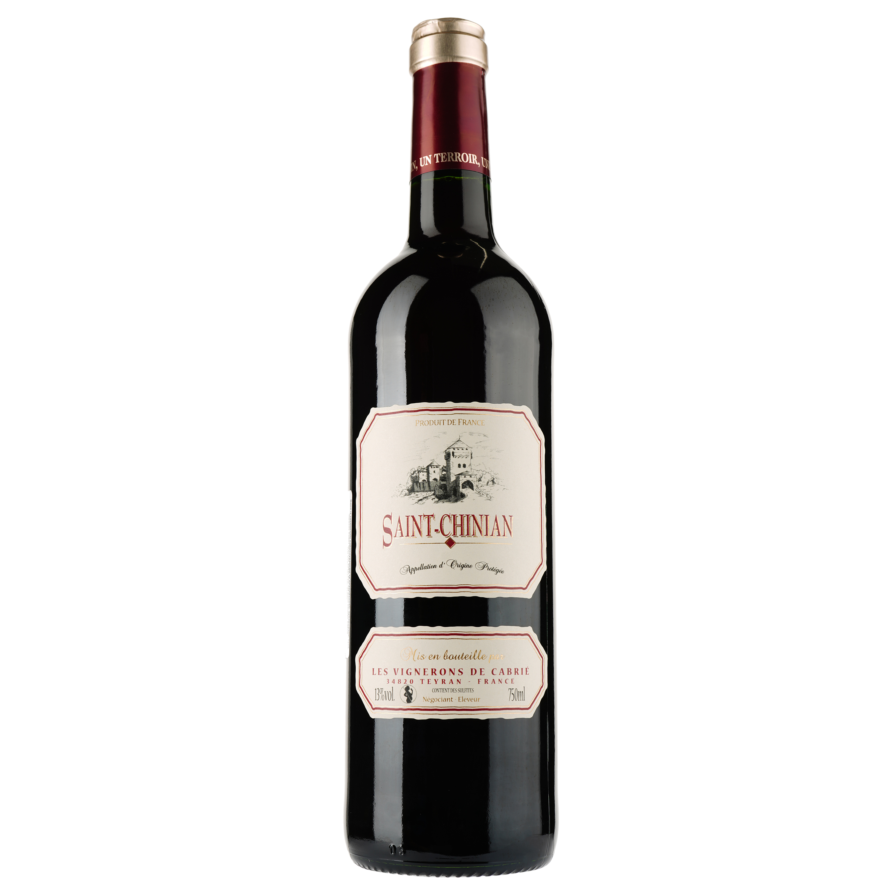 Вино Les Vignerons de Cabrie Rouge AOP Saint Chinian, червоне, сухе, 0.75 л - фото 1