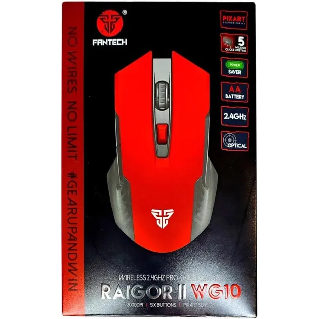 Ігрова бездротова миша Fantech WG-10 Raigorii PixArt 10G Black-Red - фото 4