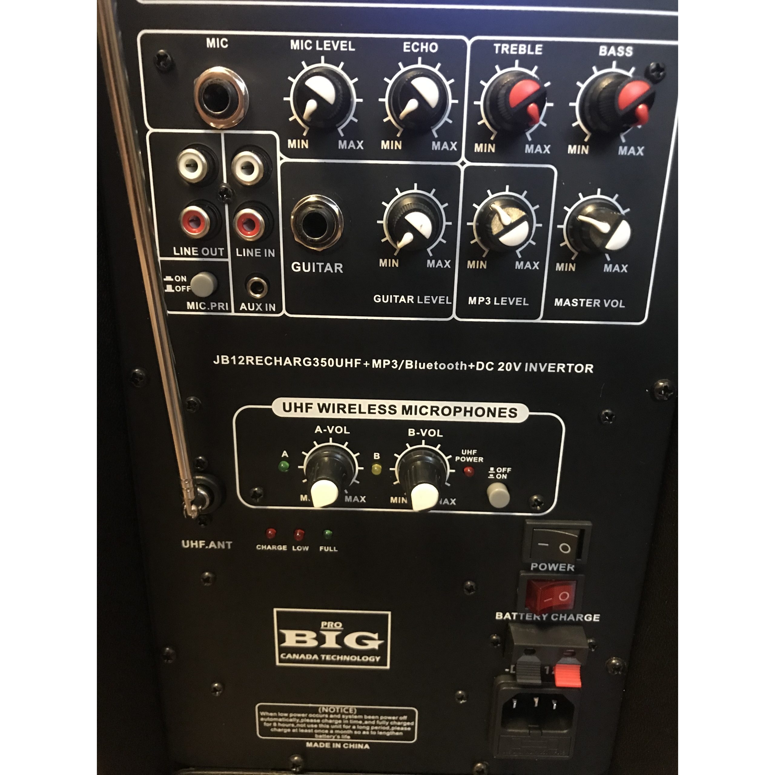 Автономна активна акустична система BiG JB12RECHARGE350 два радіомікрофони караоке - фото 4
