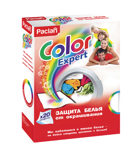 Салфетки Paclan Color Expert, для предотвращения окрашивания белья, 20 шт. - фото 1
