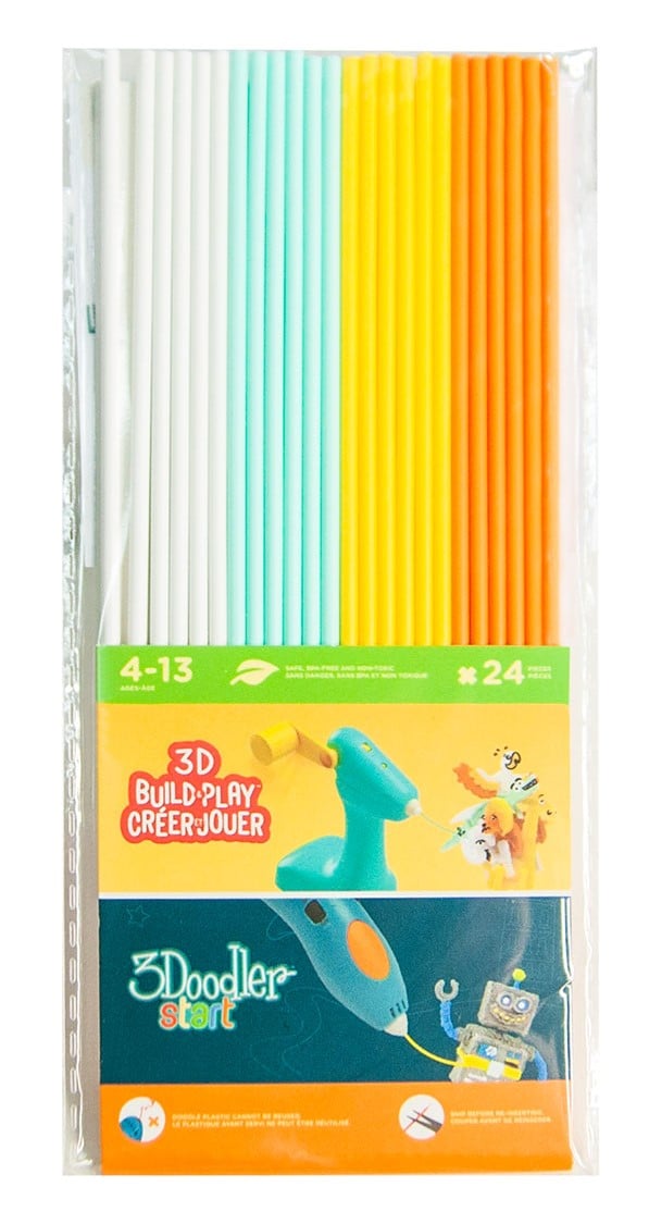 Набор стержней для 3D-ручки 3Doodler Start Микс, белый, мятный, желтый, оранжевый, 24 шт. (3DS-ECO-MIX1-24) - фото 1