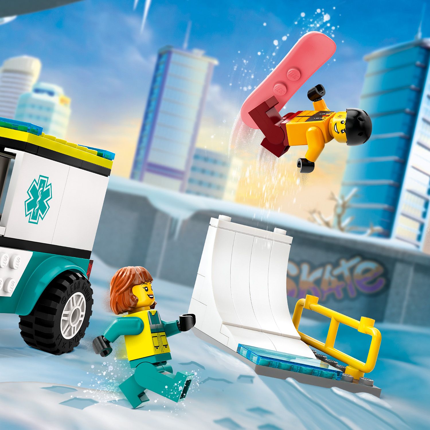 Конструктор LEGO City Карета скорой помощи и сноубордист 79 деталей (60403) - фото 8
