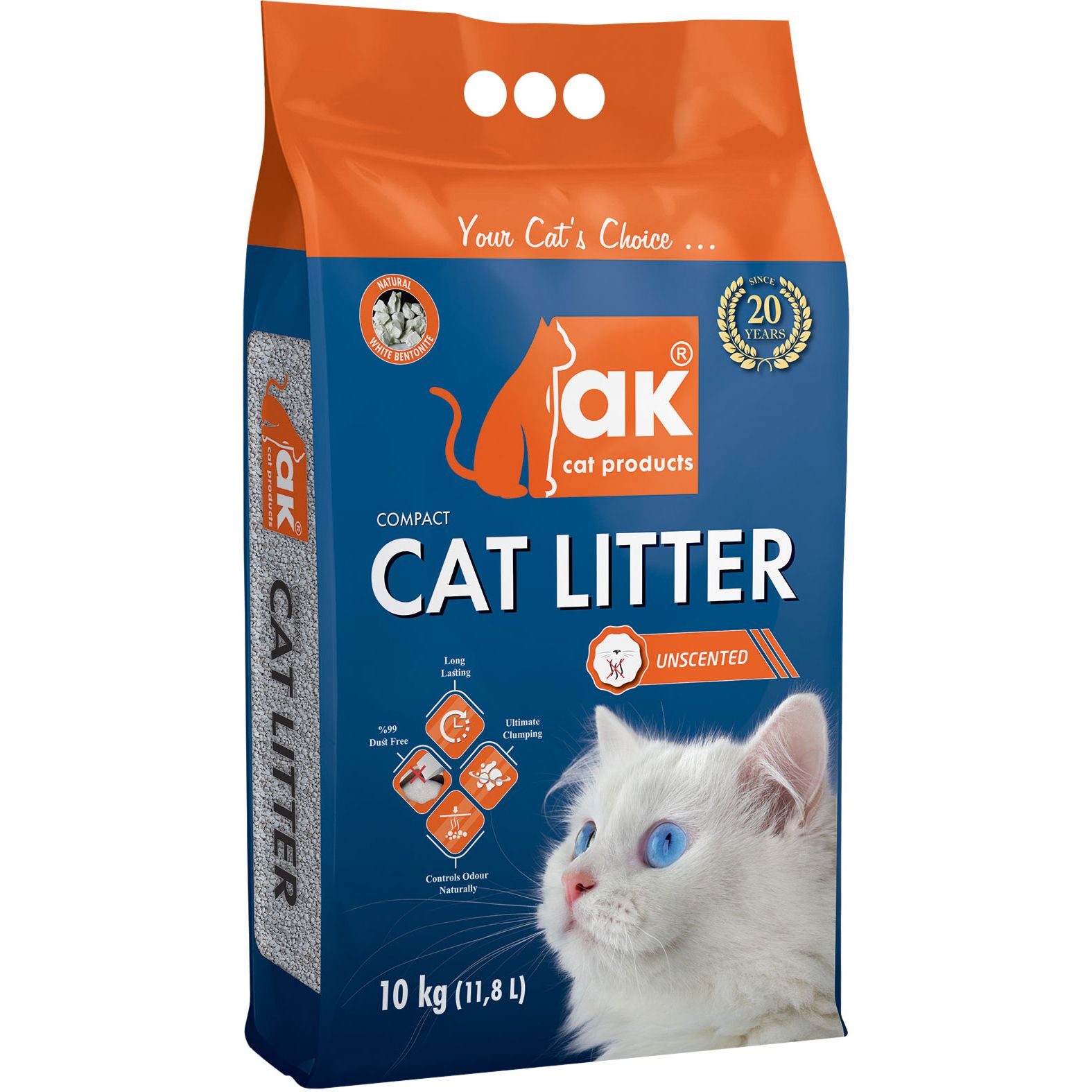 Наповнювач бентонітовий AKcat Compact Cat Litter Натуральний, 10 кг/11.8 л - фото 1