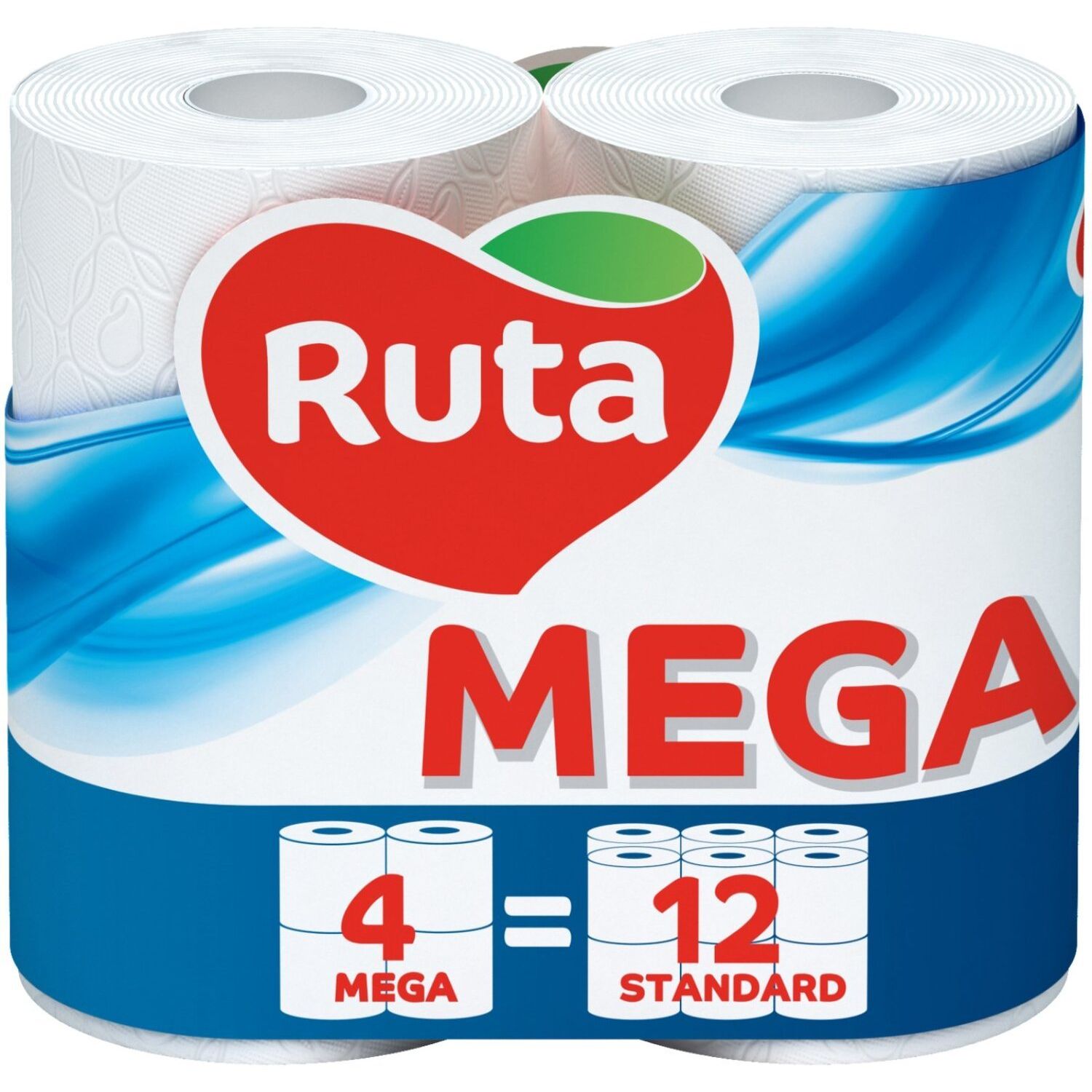 Туалетная бумага Ruta, двухслойная, 4 рулона, 450 отрывов, белая - фото 1