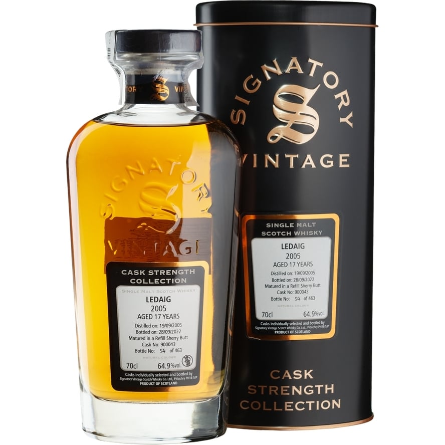 Виски Ledaig Cask Strength Collection Signatory Single Malt Scotch Whisky 64.9% 0.7 л в подарочной упаковке - фото 1