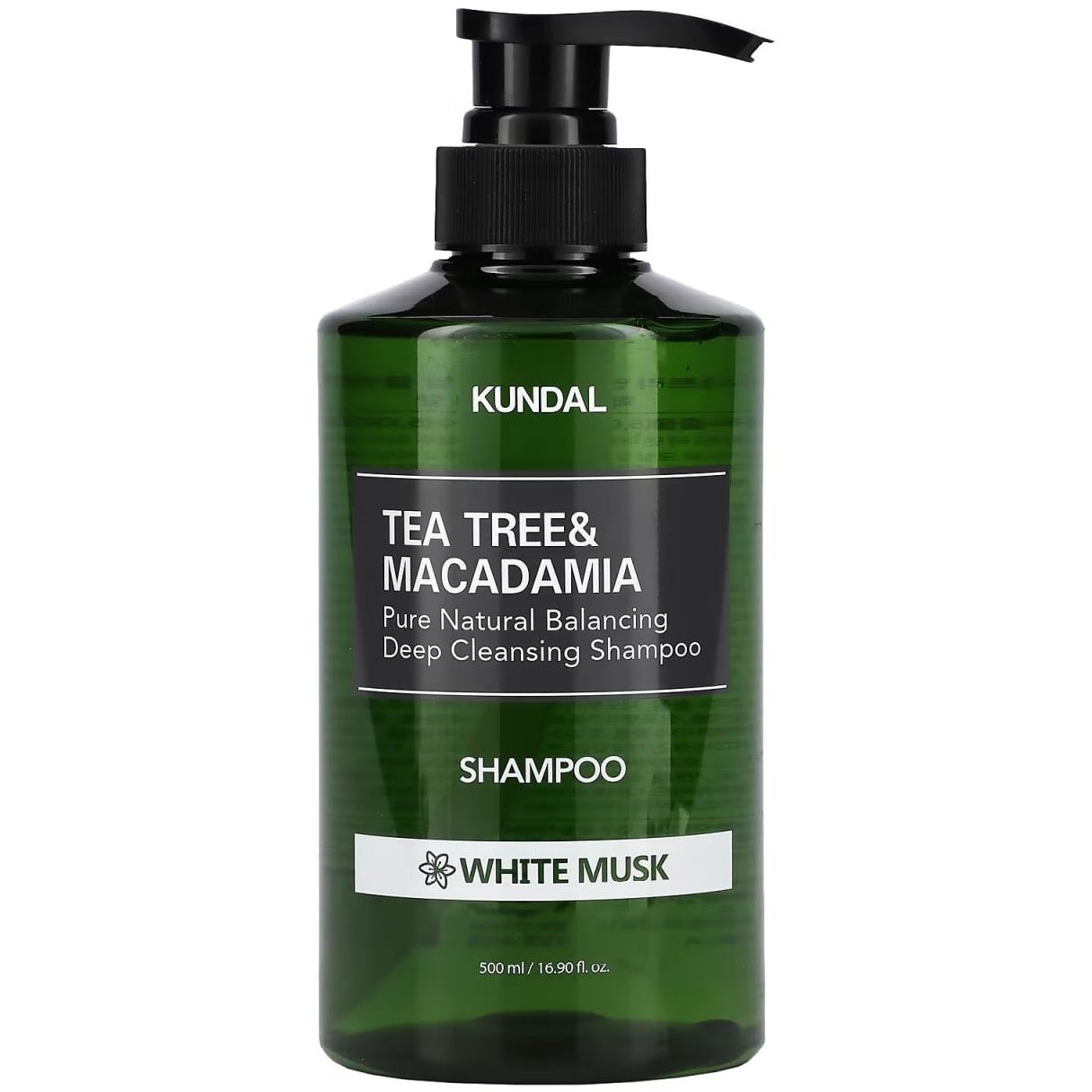 Шампунь для волос Kundal Tea Tree & Macadamia Deep Cleansing Shampoo White Musk против перхоти с ароматом белого мускуса натуральный 500 мл - фото 1