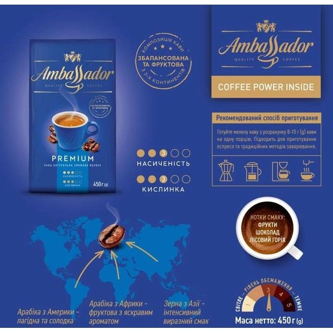 Кофе молотый Ambassador Premium, 450 г (854223) - фото 7