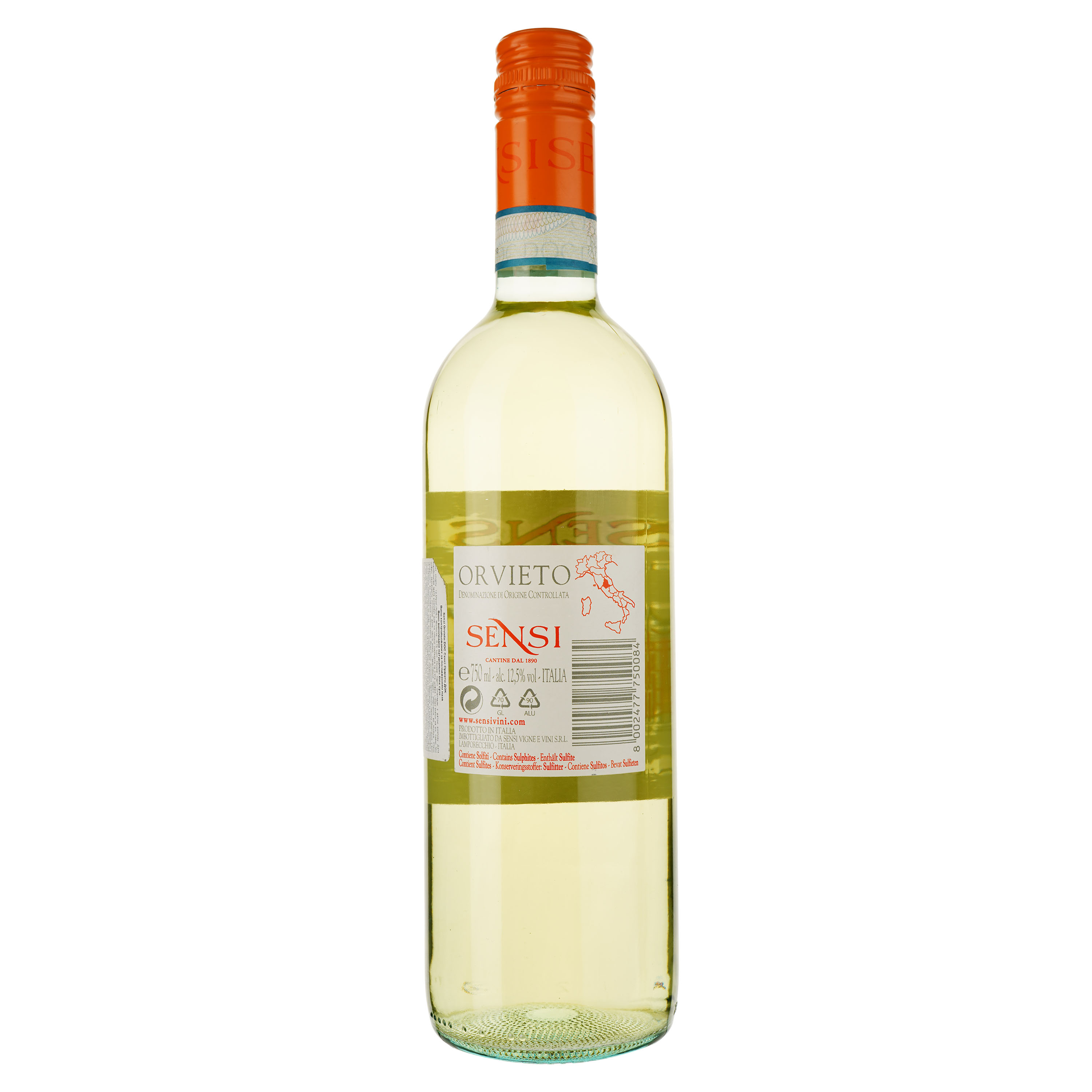 Вино Sensi Orvieto DOC, белое сухое, 11%, 0,75 л - фото 2