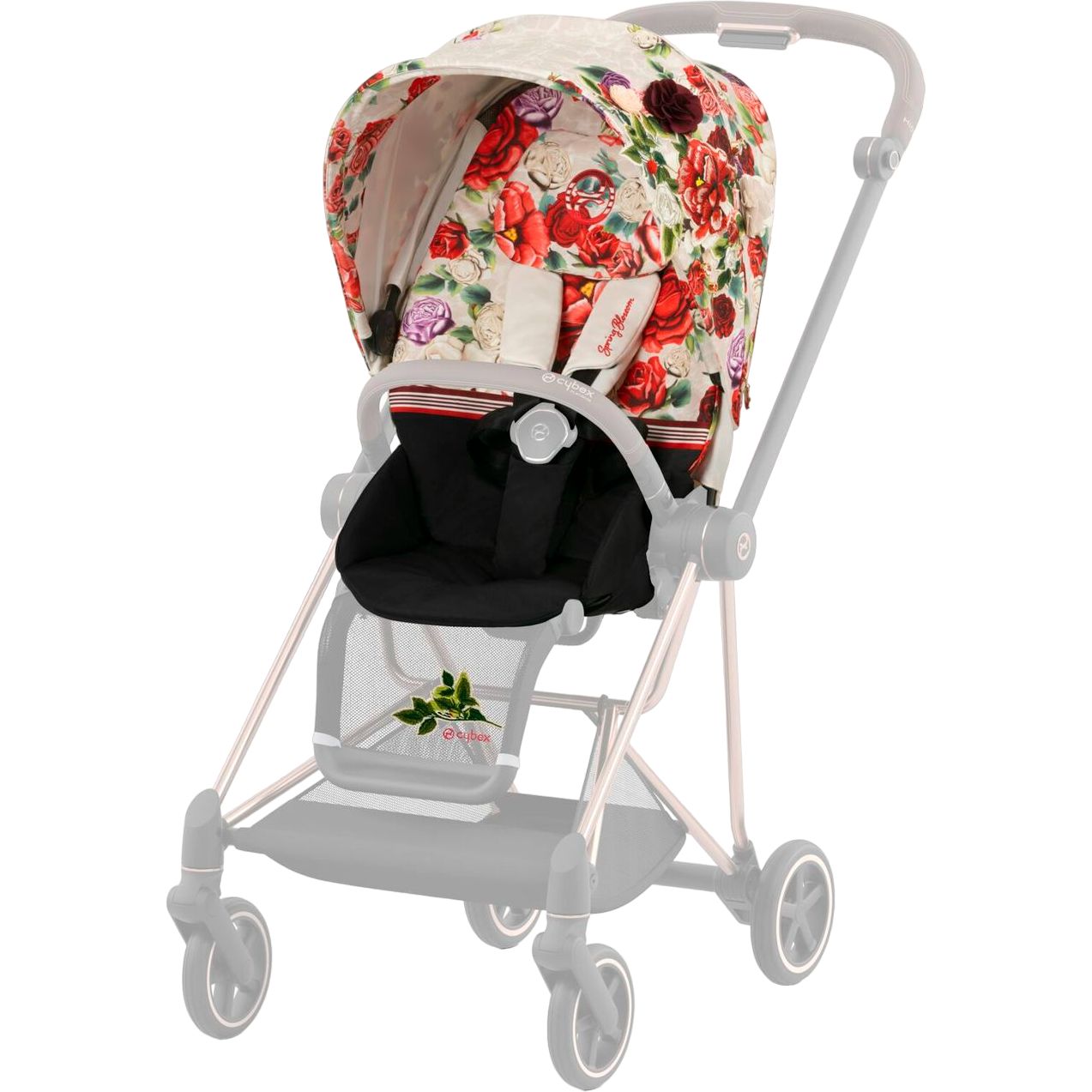 Люлька Cybex Mios Lux Spring Blossom Light + Комплект текстиля Cybex Mios Spring blossom light + Шасси для коляски Cybex Mios LS RBA Chrome Brown - фото 5