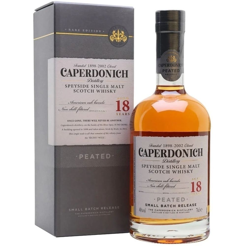 Виски Caperdonich Peated 18 yo Speyside Single Malt Scotch Whisky, 48%, 0,7 л в подарочной упаковке - фото 1