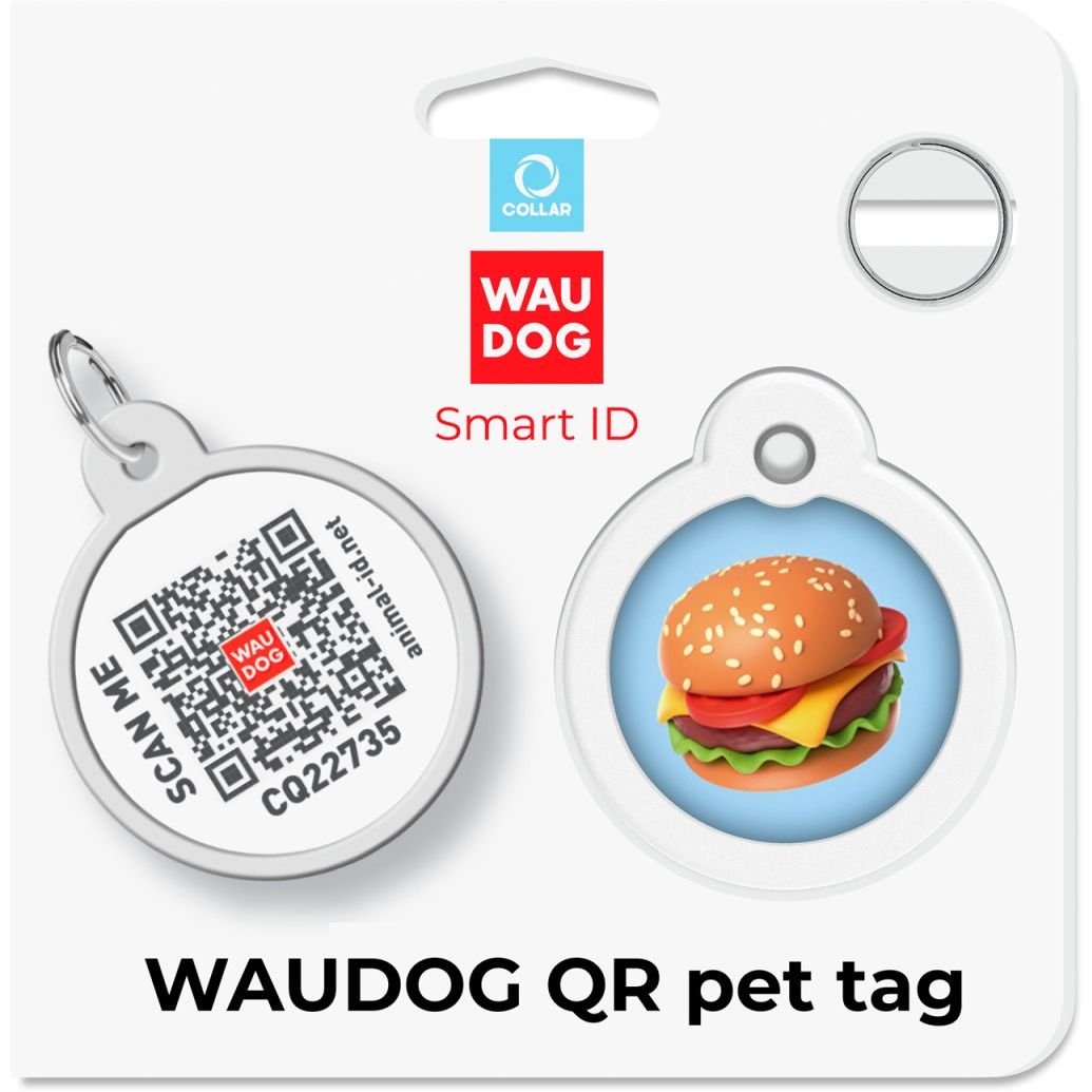 Адресник для собак і котів Waudog Smart ID з QR паспортом Гамбургер 25 мм - фото 5
