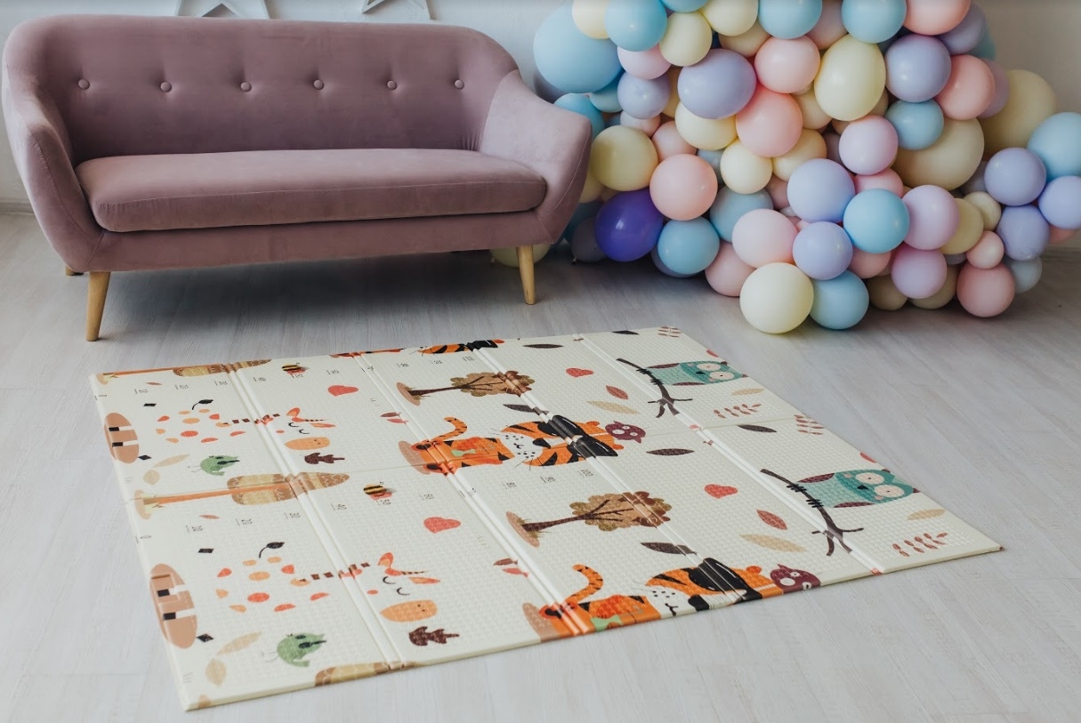 Дитячий двосторонній складаний килимок Poppet Тигреня в лісі і Молочна ферма, 150х180 см (PP001-150) - фото 7