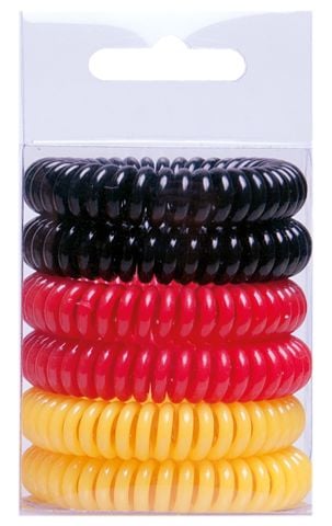 Набор резинок для волос Titania Аnti Ziep, черный, красный, желтый, 6 шт. (7917-WM1 BOX) - фото 1