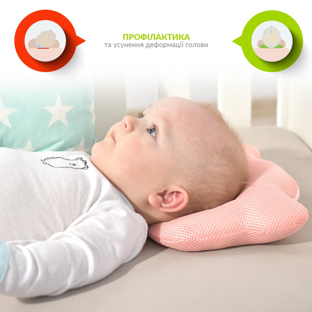 Подушка для младенцев ортопедическая Papaella Мишка, диаметр 8 см, пудровый (8-32377) - фото 8