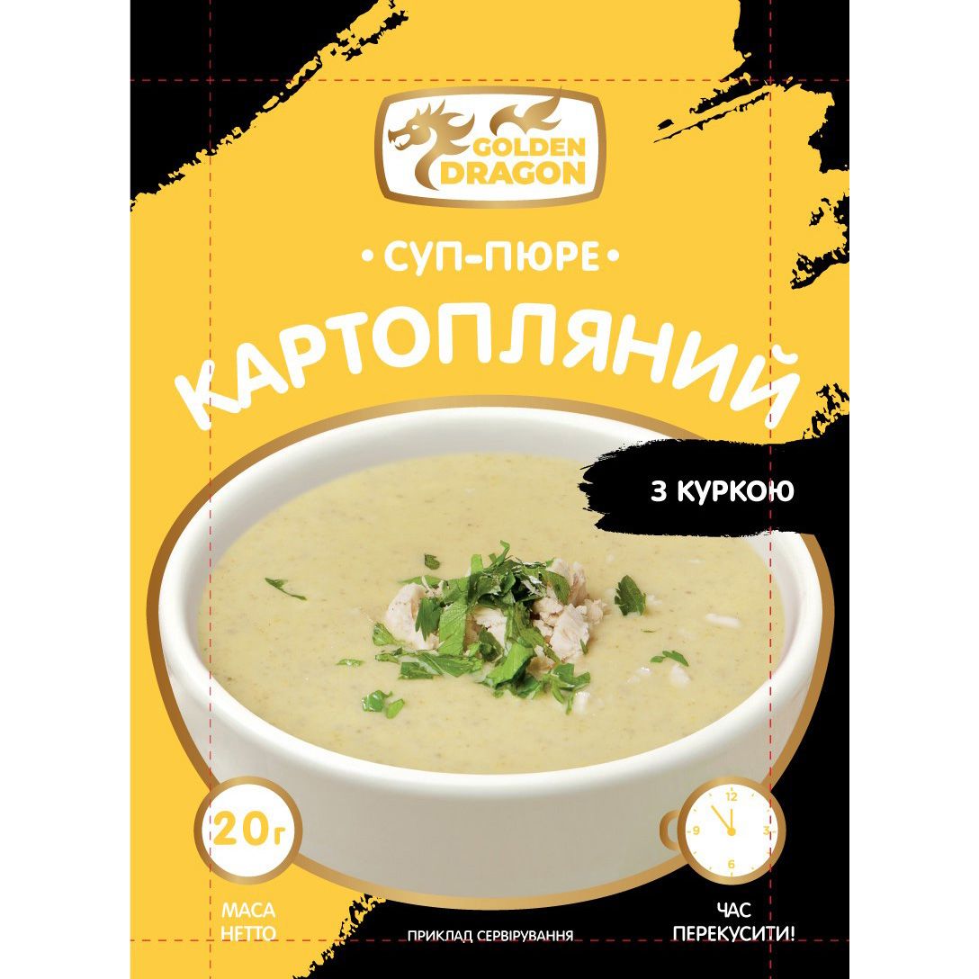 Концентрат сухой быстрого приготовления Golden Dragon Суп-пюре картофельный со вкусом курицы 20 г - фото 1