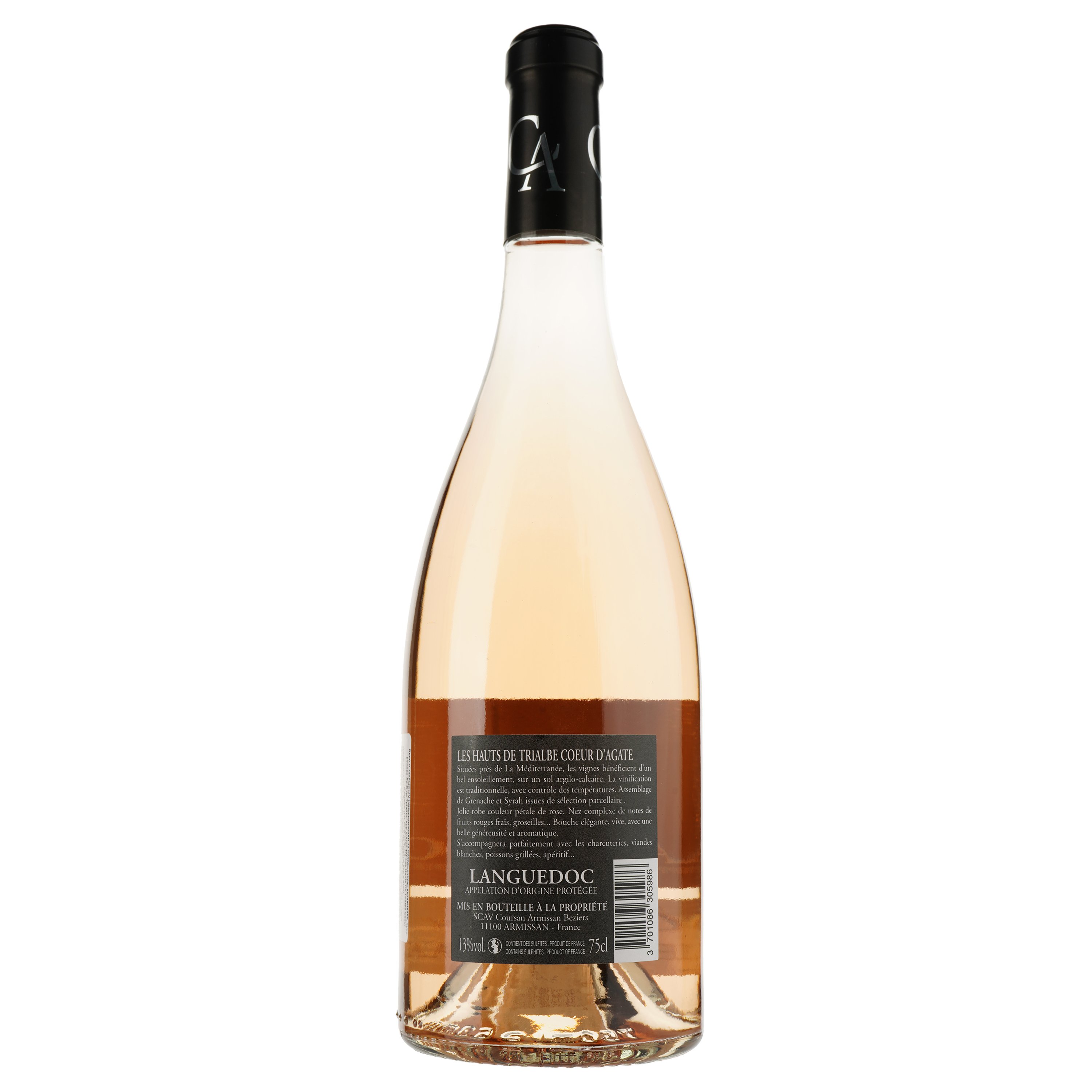 Вино Les Hauts De Trialbe Coeur d'Agate 2021 AOP Languedoc, розовое, сухое, 0,75 л - фото 2